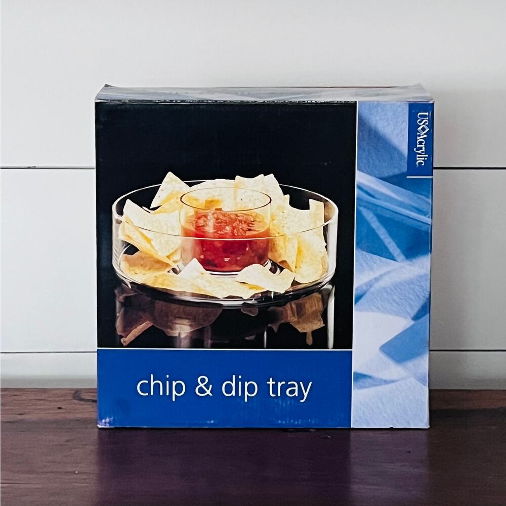 NIB Vintage - US Acrylic - 2 Piece Chip And Dip Tray Set 1999